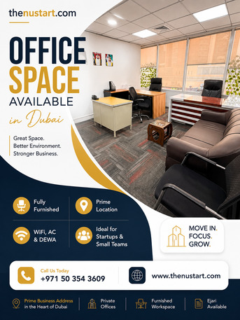AED 16500,  100 Sq. Feet,  Premium Office Space In Dubai – Fully Furnished & Ejari Available