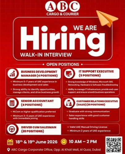 ABC CARGO & COURIER HIRING WALK-IN INTERVIEW photo 1