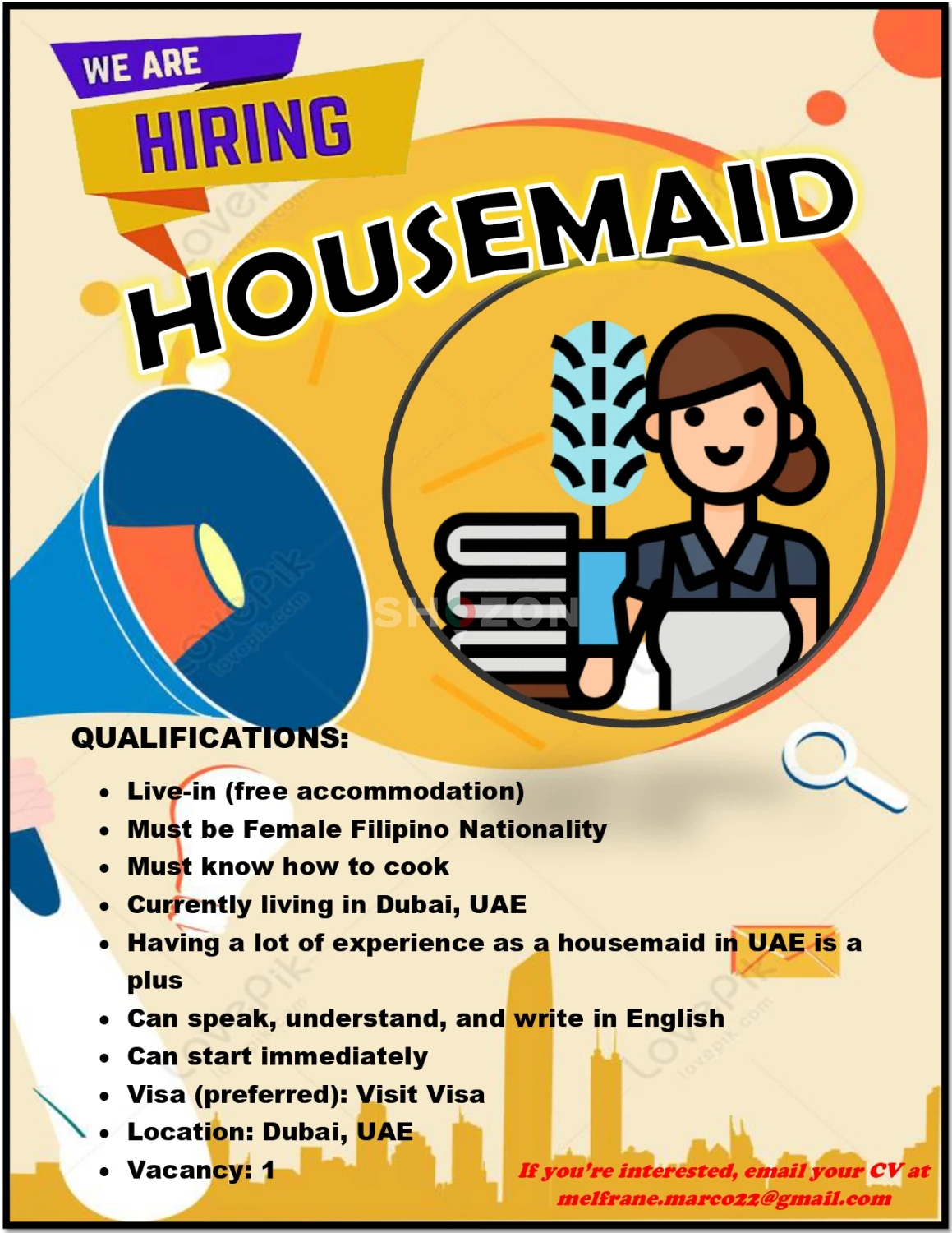 HIRING ALERT!! HOUSEMAID JOB VACANCY photo 2