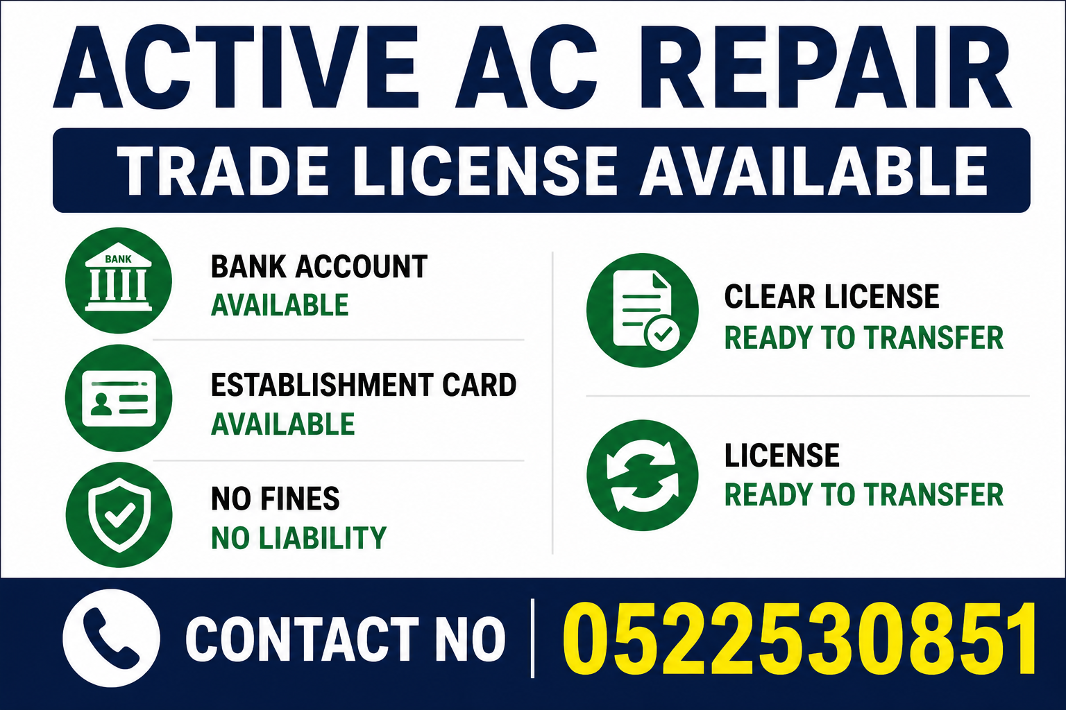 ACTIVE AC REPAIR TRADE LICENSE AVAILABLE FOR SALE - DUBAI photo 1
