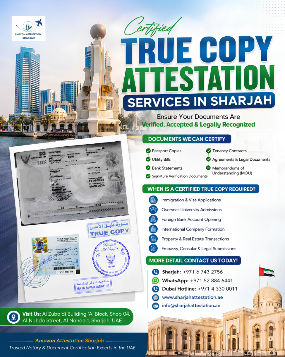 Certified True Copy Attestation Services in Sharjah, Contact us now! photo 1