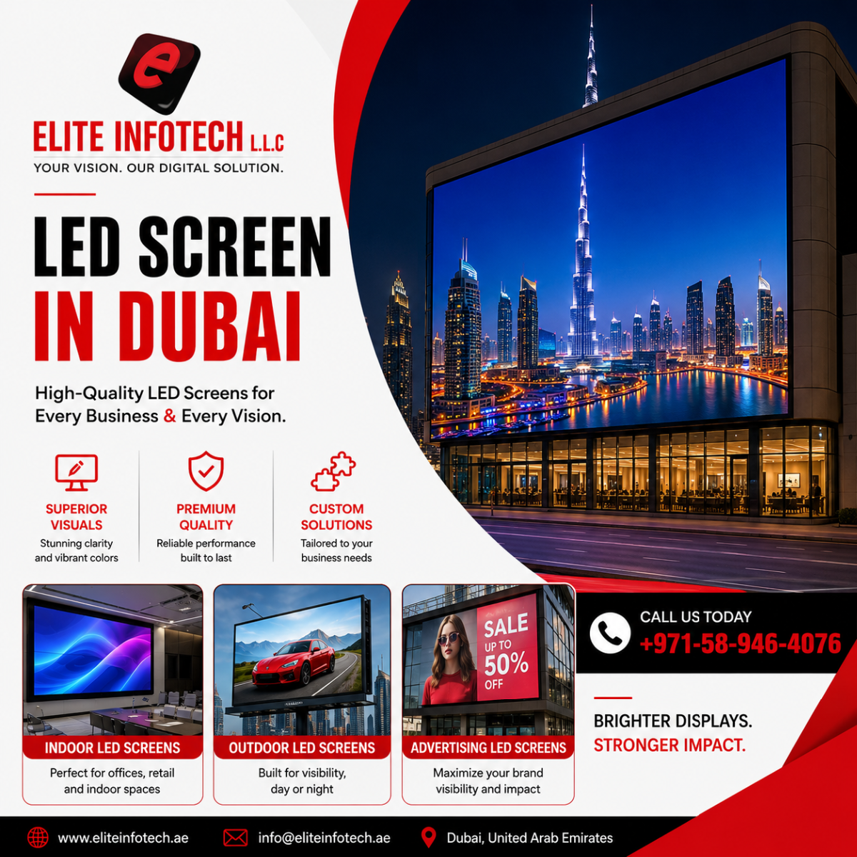 Indoor & Outdoor LED Screen in Dubai Available Now photo 1