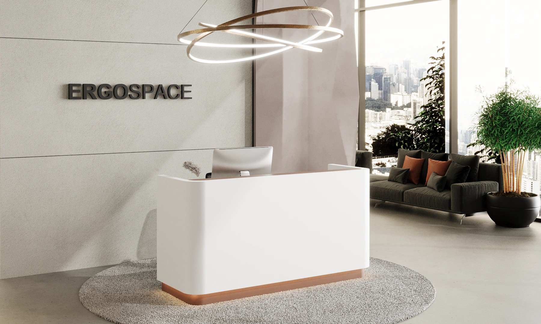 Modern White Reception Desk | Luxury Small Reception Counter | UAE photo 1