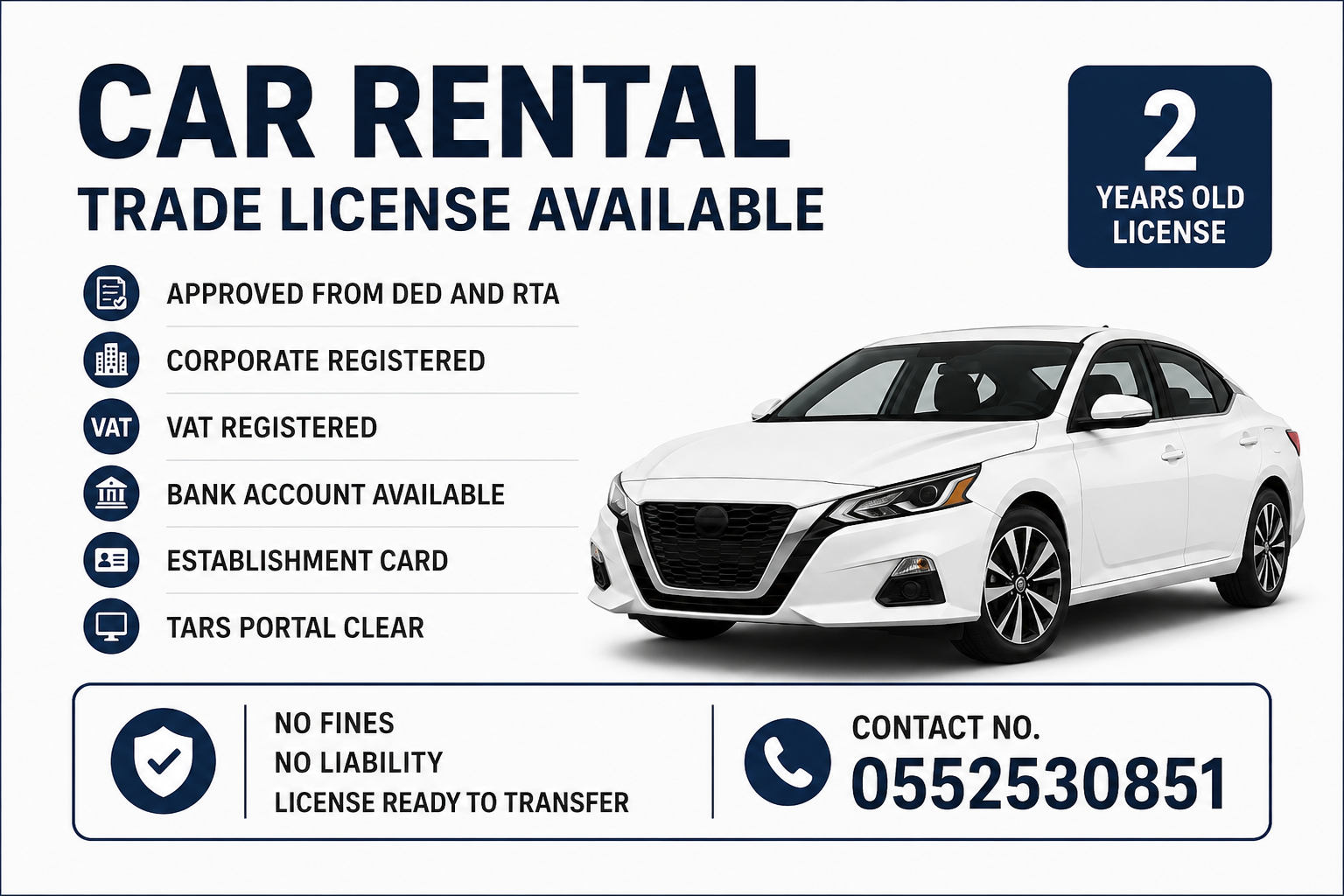 2 YEARS OLD CAR RENTAL TRADE LICENSE AVAILABLE FOR SALE - DUBAI photo 1