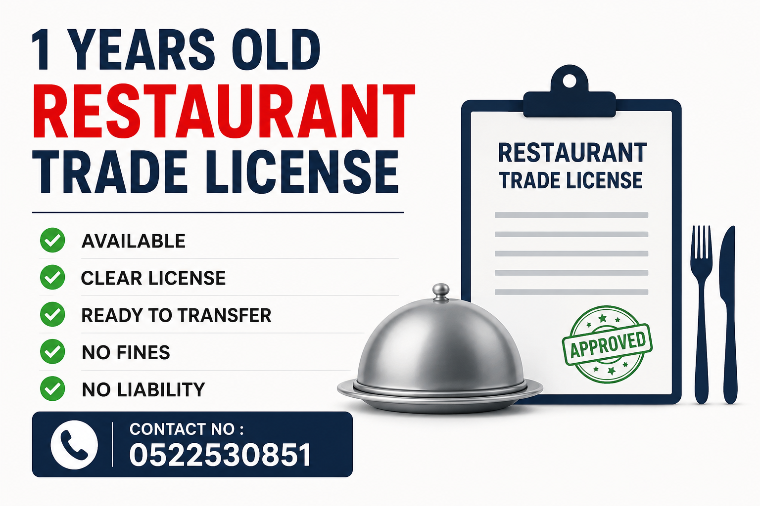 1 YEARS OLD ACTIVE RESTAURENT TRADE LICENSE AVAILABLE FOR SALE - DUBAI