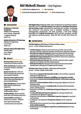 Civil Engineer Or Supervisor Or Civil QA/QC photo 1
