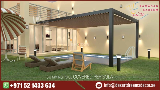 Aluminum Pergola Design Uae | Louver Roof Aluminum Pergola Dubai. photo 1