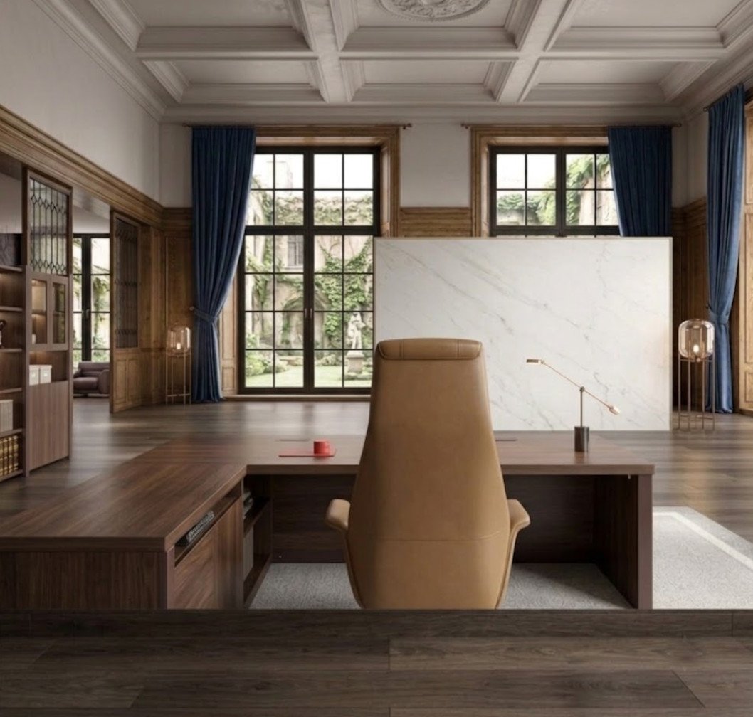 Large Executive Wooden Office Desk with Matching Storage Units photo 2