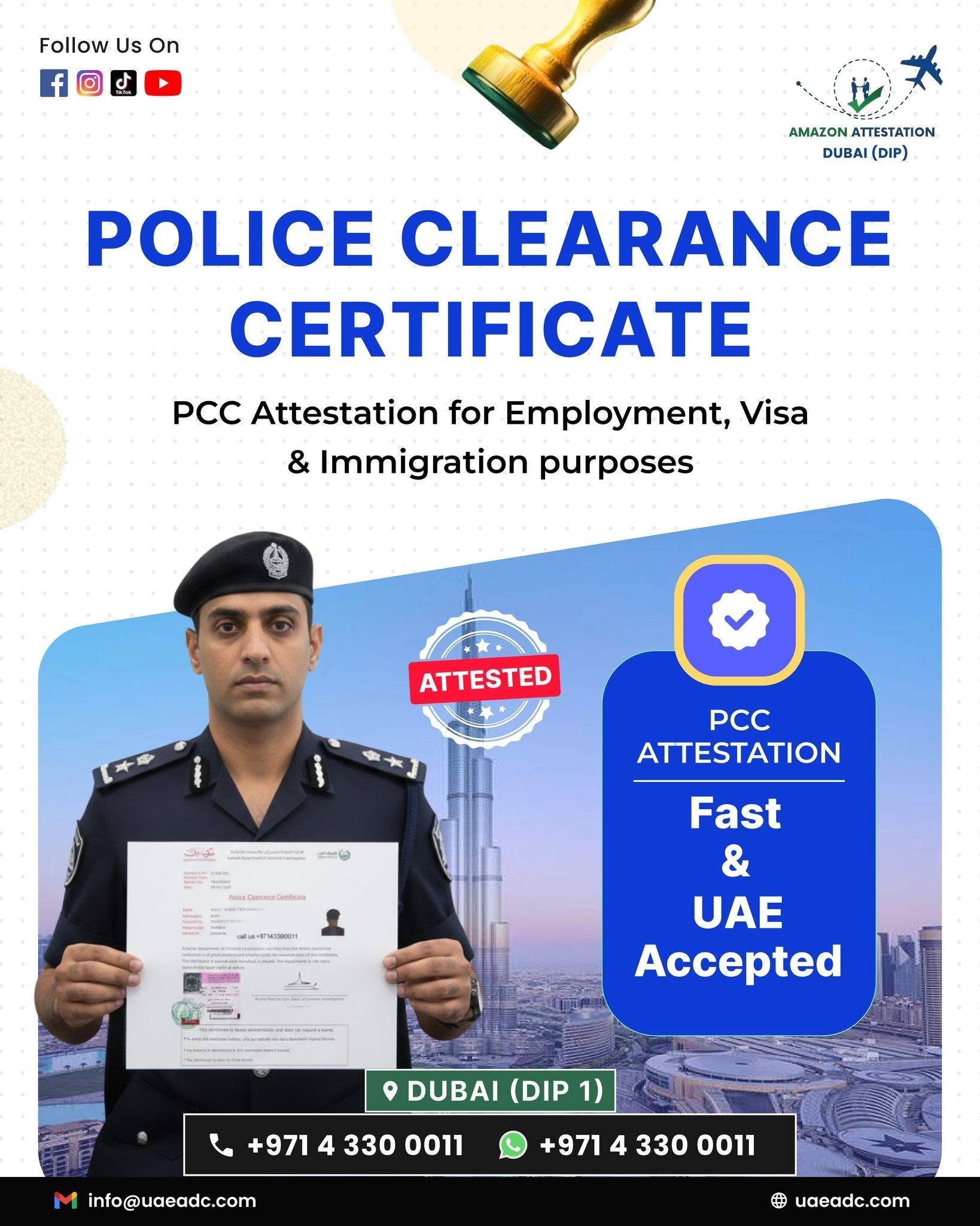 Police Clearance Certificate  (PCC) Processing Support in Dubai
