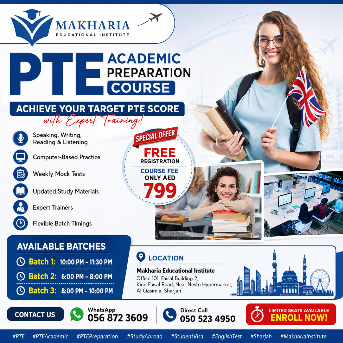 PTE Academic Preparation Sharjah – Score 79+ | AED 799 Only
