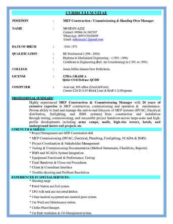 MEP Manager ( Construction, Testing & Commissioning)