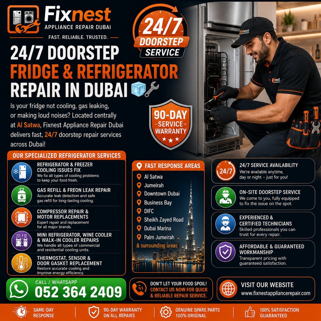 Doorstep Fridge & Refrigerator Repair in Dubai