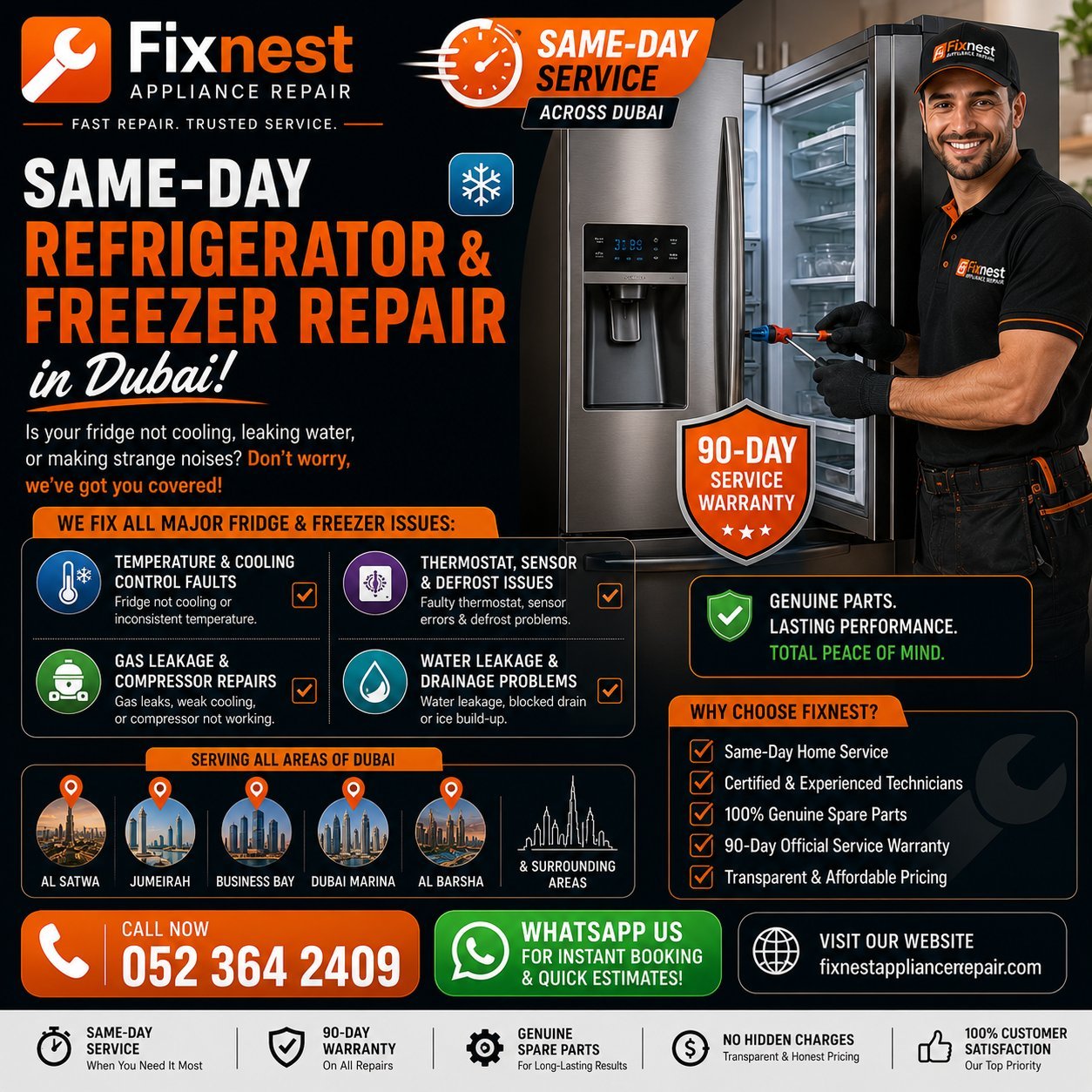 Same-Day Refrigerator & Freezer Repair in Dubai