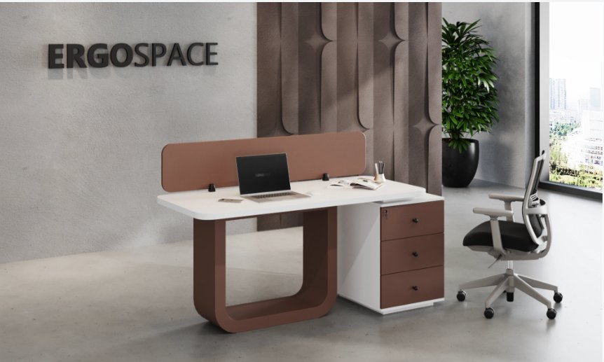 White Straight Single-Person Workstation with Acoustic Partition