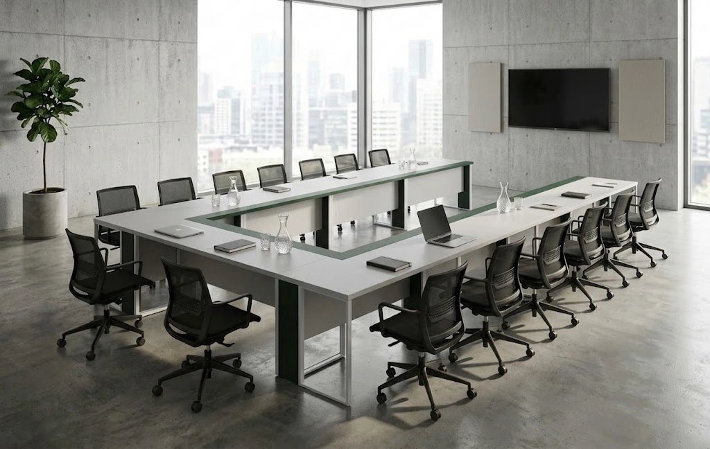 White U-Shape Conference Table – 18 to 22 Person | UAE