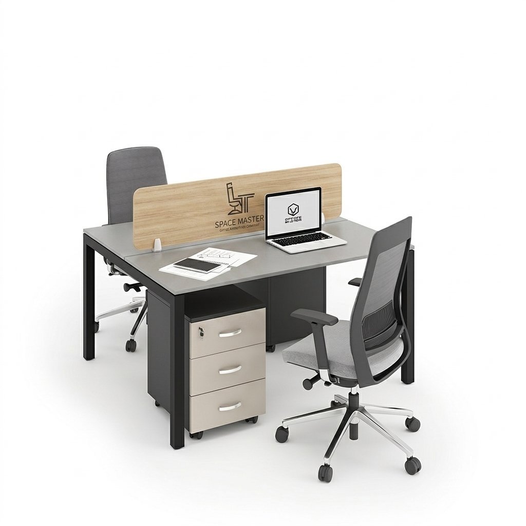 Modular Dual Person Office Workstation Desk with Storage