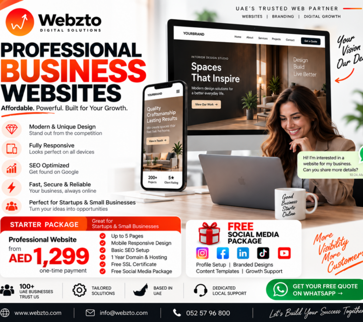 Professional Business Website Design in UAE – From AED 1,299