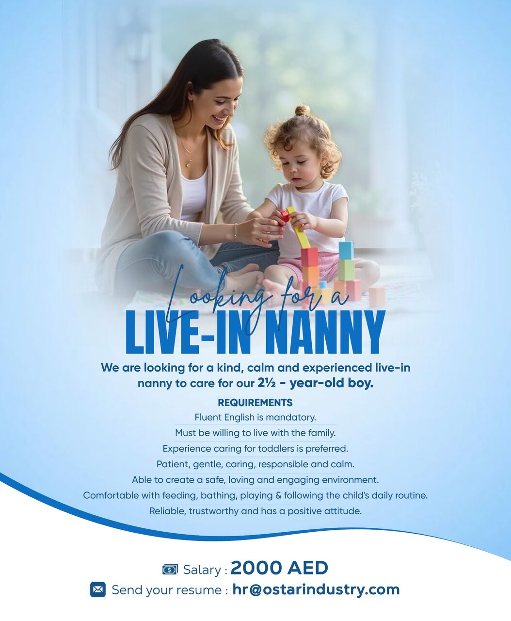 Experienced, Kind Live-in Nanny For 2.5-year-old Boy photo 1