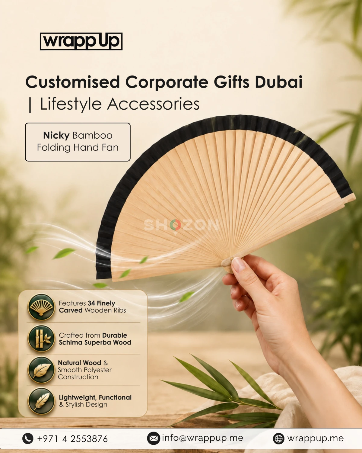 Wrapp Up Nicky Bamboo Folding Hand Fan - Dubai Corporate Gift photo 2
