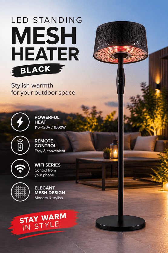 Mesh style  black electric patio heater