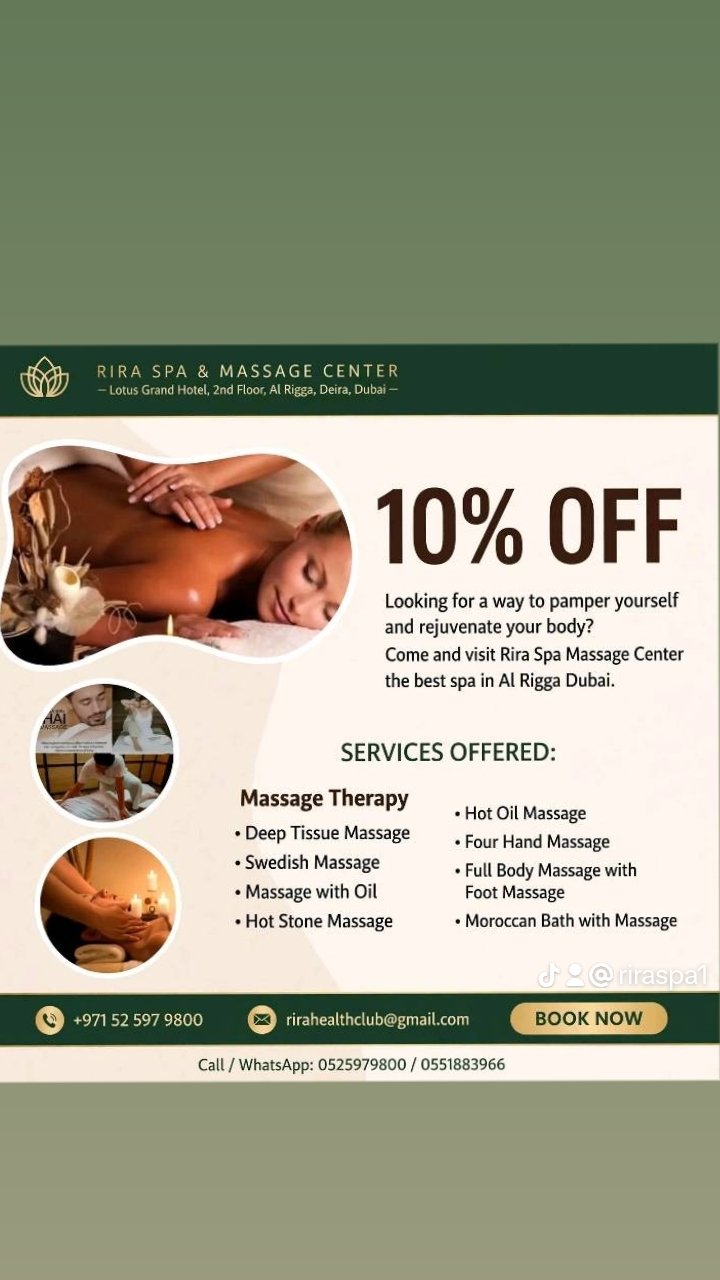 Rira Spa offer 10% OFF on all Massage Services photo 1