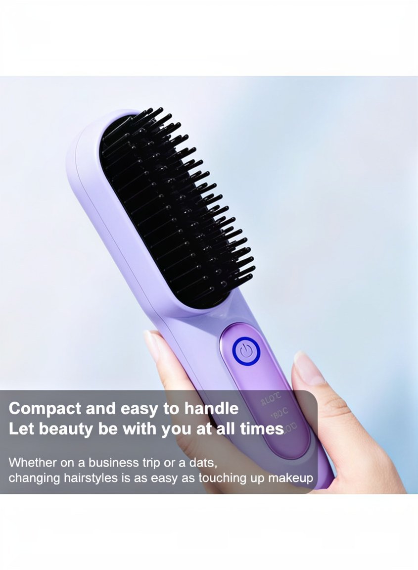 Portable Cordless Hair Straightener Brush photo 1