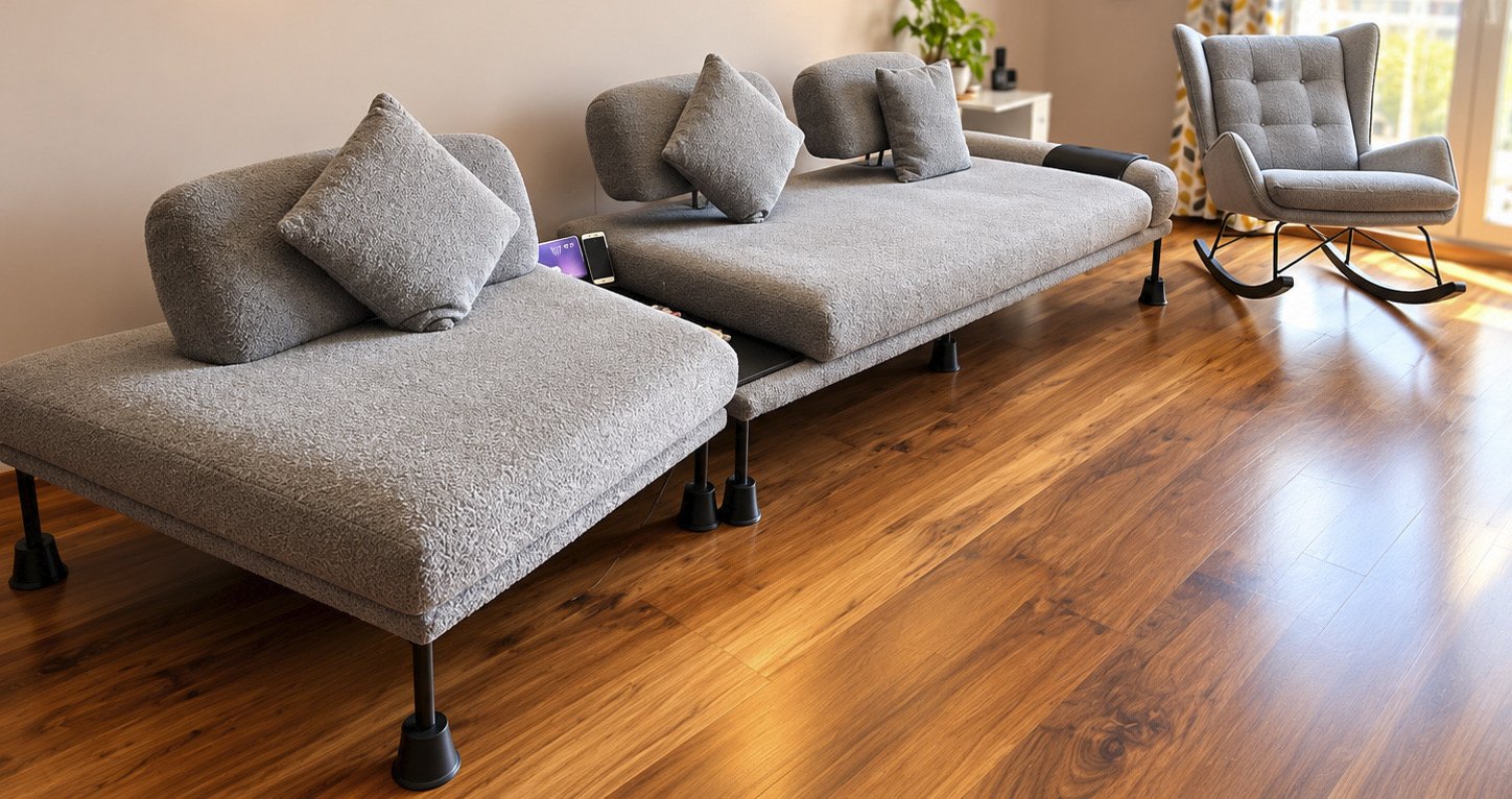 Extendable corner sofa set +. Rocking chair to match photo 1