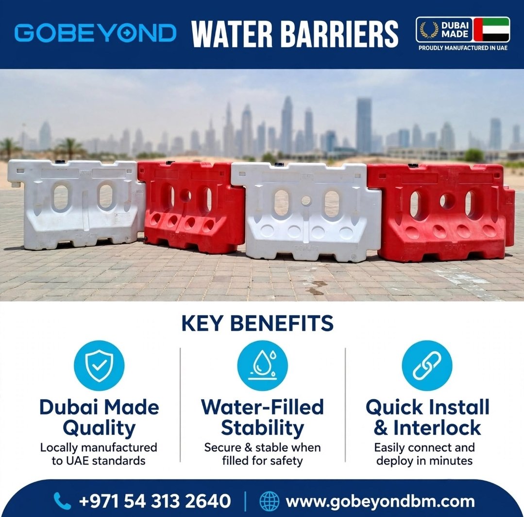 Water-Filled Plastic Barriers in UAE, Dubai