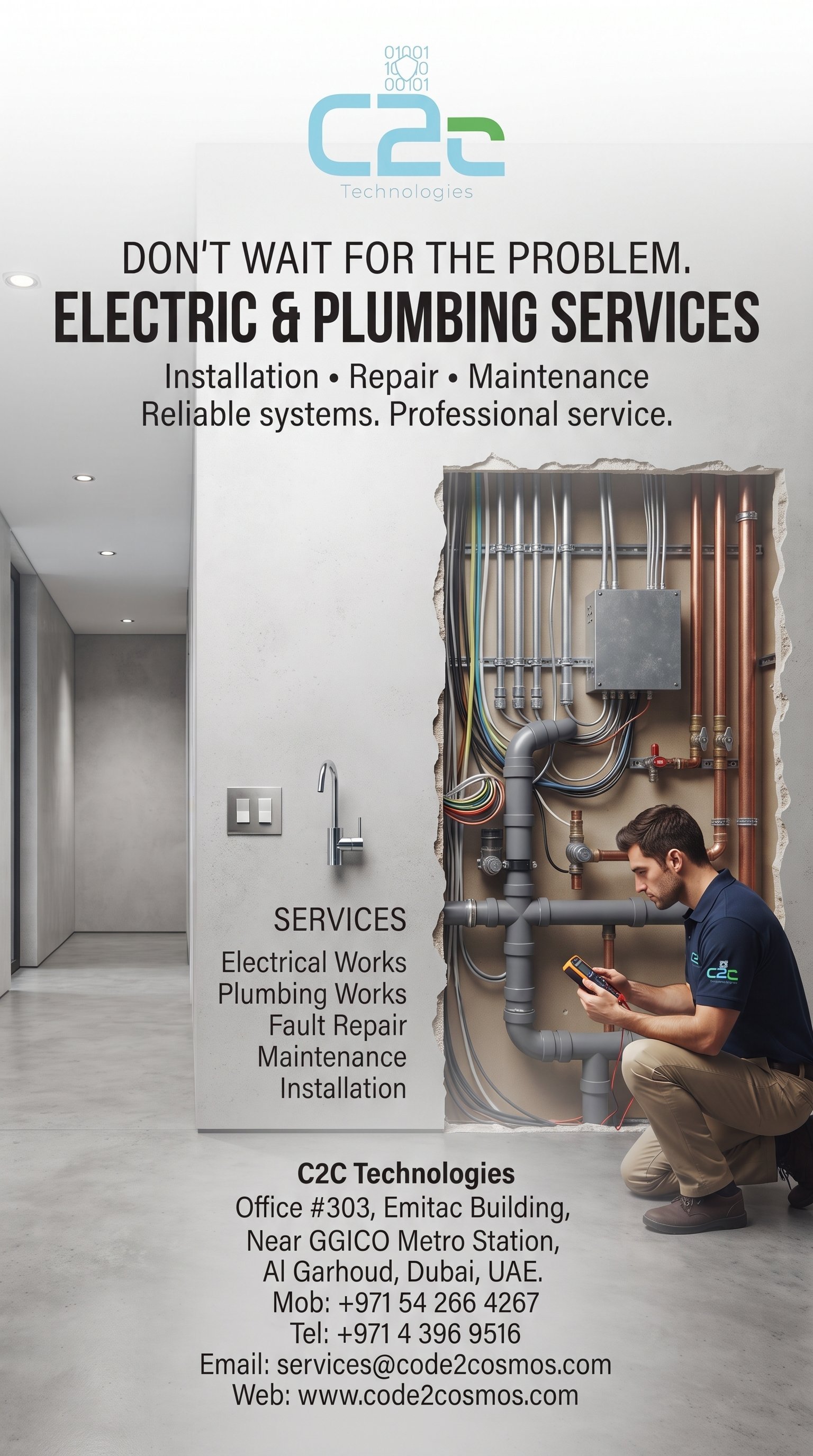 Electric & Plumbing Services - Installation, Repair & Maintenance (C2C Technologies)