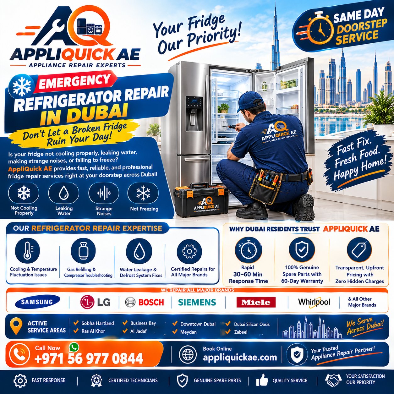 Emergency Refrigerator Repair in Dubai – Same-Day Doorstep Service