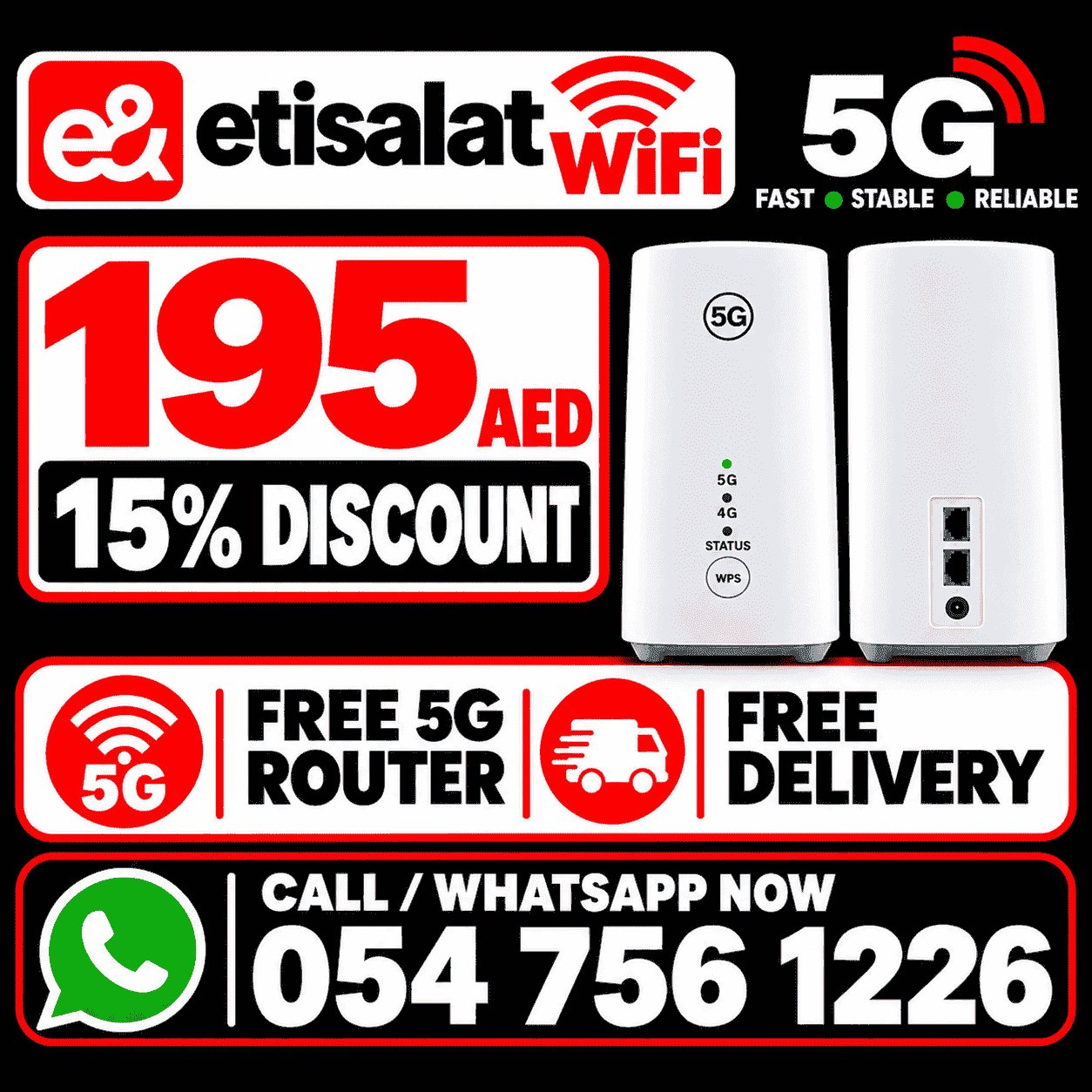 Etisalat home wifi 15% discount for all customers 229 AED plan is now available in 195 AED etisalat home internet service etisalat home wireless internet  etisalat elife home internet connection photo 1