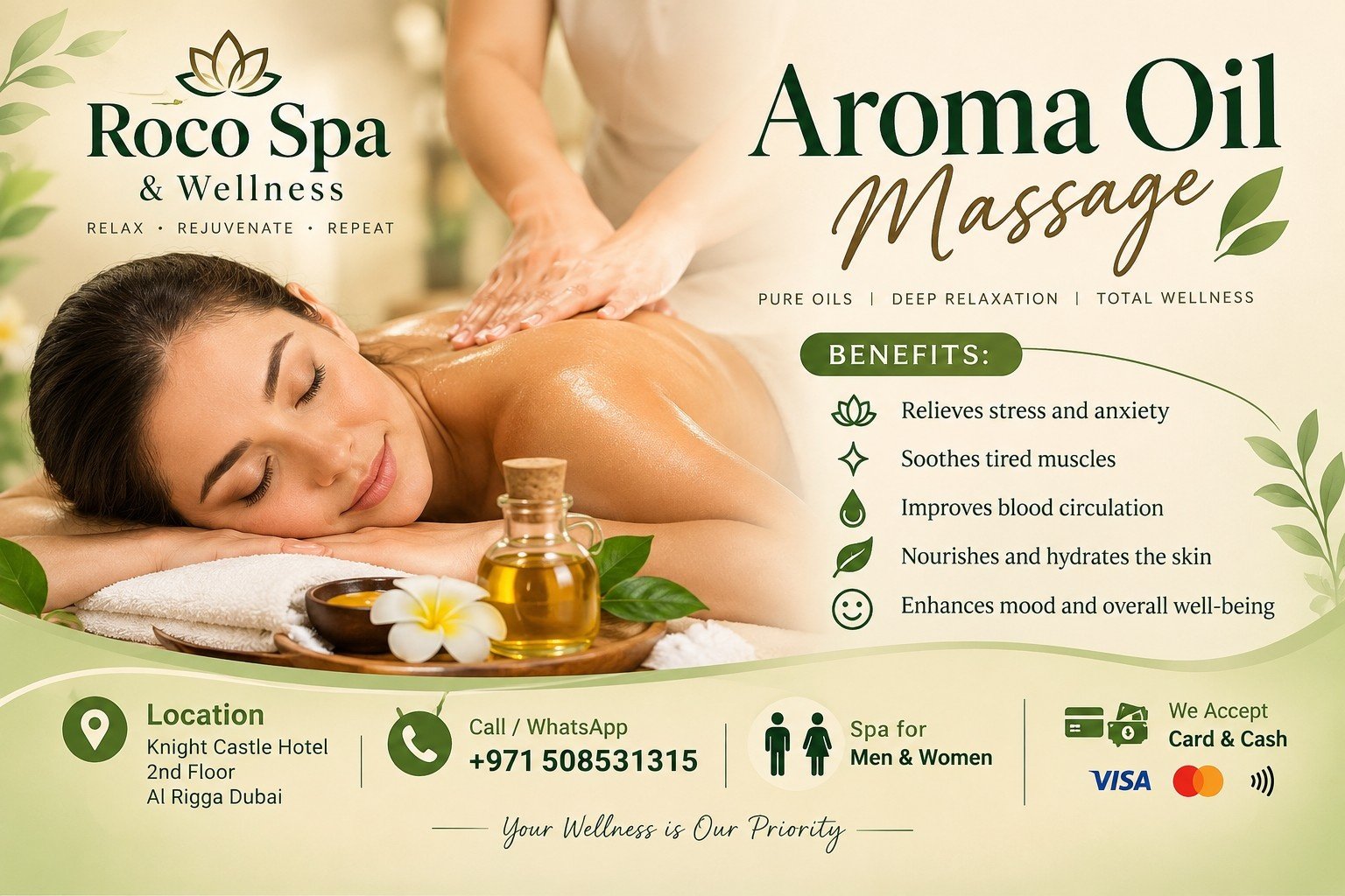 Luxury Aroma Oil Massage- Relax, Rejuvenate & Renew at Roco Spa&Wellness photo 1