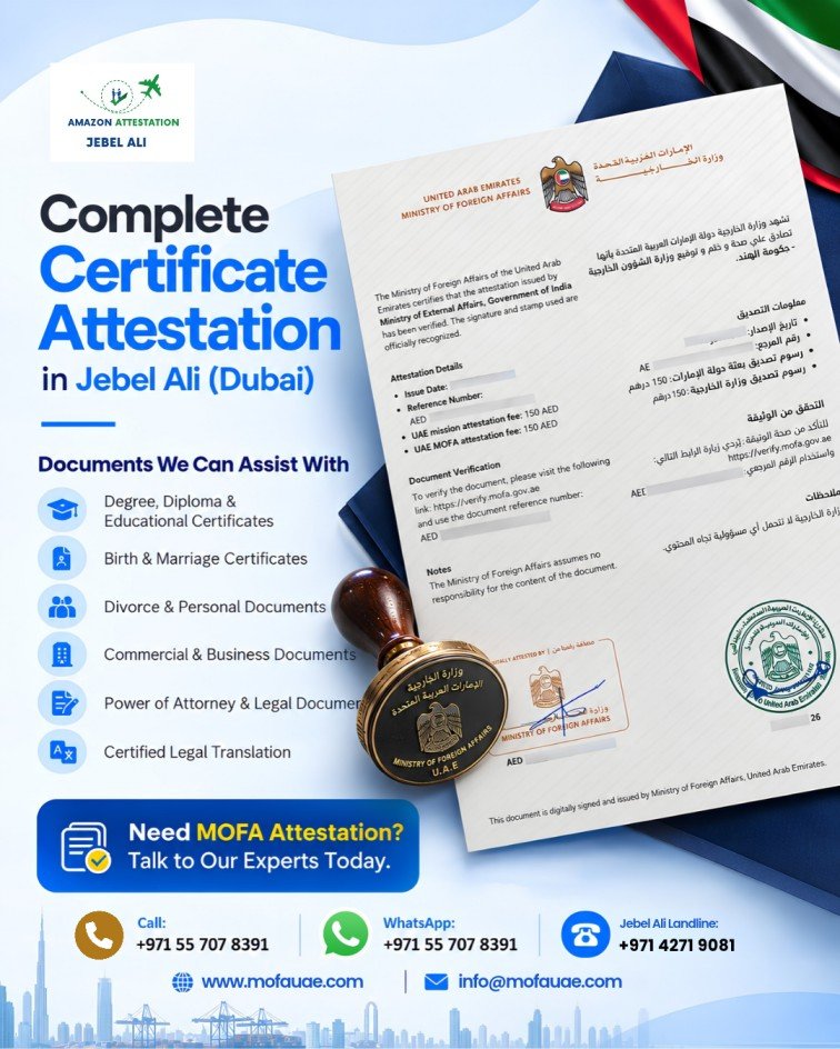 Certificate Attestation & Legal Translation Services in Jebel Ali, Dubai