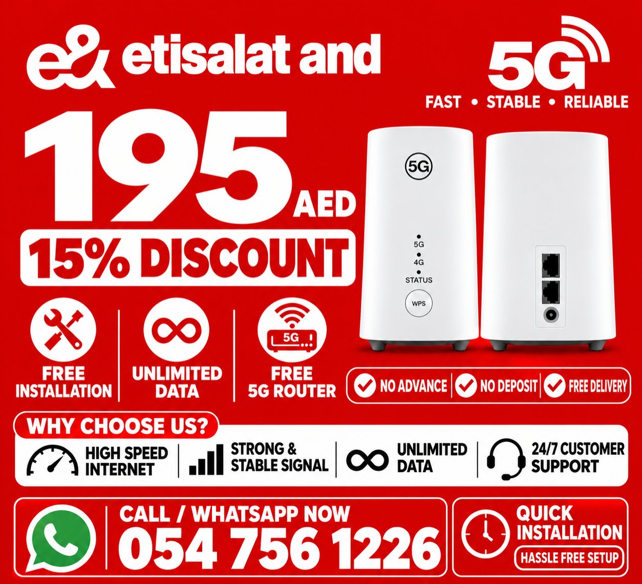 Etisalat home wifi unlimited data -Free delivery photo 1