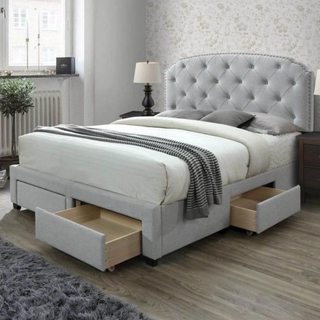 Soft Velvet Tufted Bed With Storage photo 1