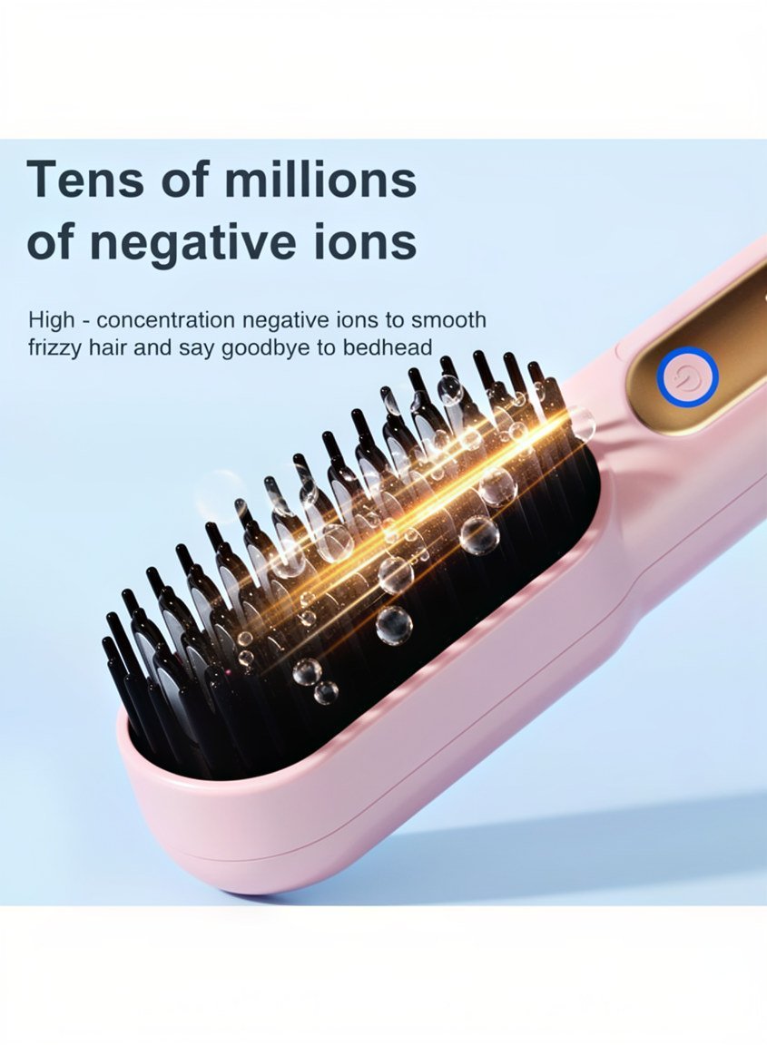 Portable Cordless Hair Straightener Brush photo 2