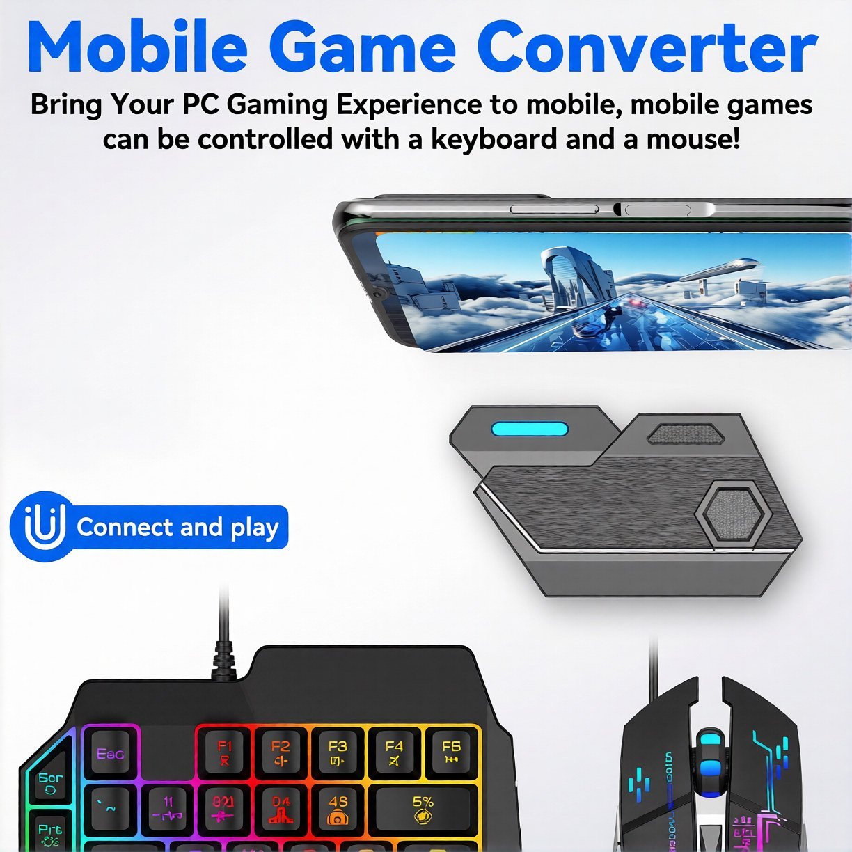 One Hand RGB Gaming Keyboard and Mouse Combo photo 2