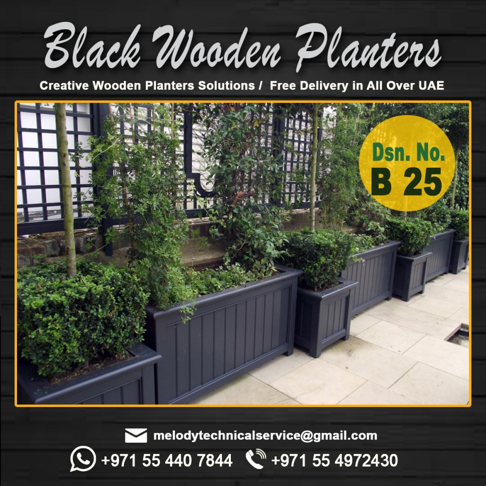 Wooden planter in Dubai | planter box in UAE | wooden flower pots photo 1