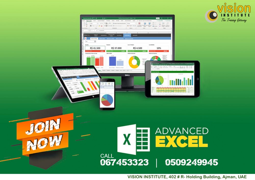 Excel Advanced Classes at Vision Institute. Call 0509249945 photo 1